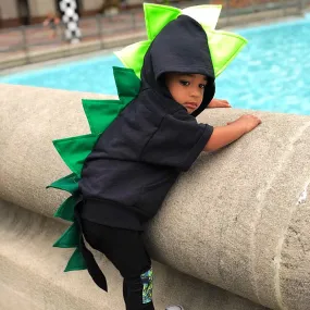 Black + Emerald Dragon Hoodie with Tail